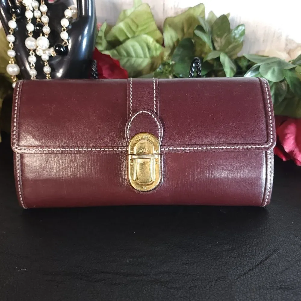 Louis Vuitton Sepia Utah Sarah Maroon Long Wallet With Dustbag AUTHENTIC AND COA
